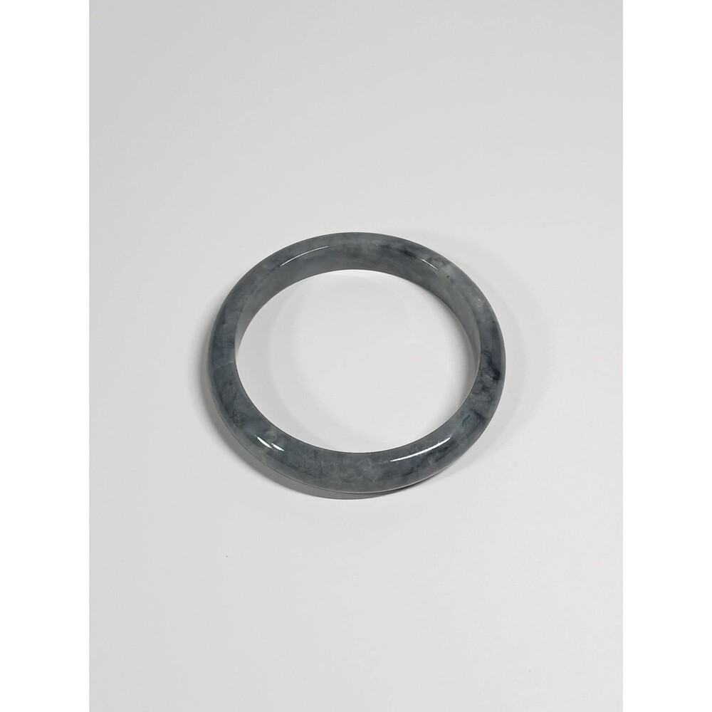 Natural Jadeite Jade Bangle Bracelet Dark Grey 2.5" Inner Diameter 64.8g